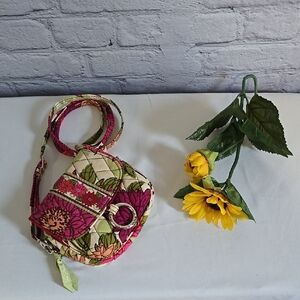 Vera Bradley Hello Dahlia! Floral Pink and Green Crossbody Bag
